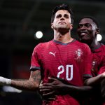 João Cancelo célèbre son but avec le Portugal face à la Norvège en Ligue des nations, le 4 octobre 2026