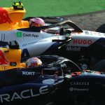 Les monoplaces de Max Verstappen (Red Bull) et Liam Lawson (Racing Bulls) côte à côte lors des EL2 du GP du Mexique 2026